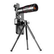 Teleobiectiv smartphone 28x, set lentila zoom pentru telefon cu trepied, HD Lanthanide Glass, Connection & E-Clip, negru