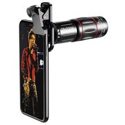 Teleobiectiv smartphone 28x, set lentila zoom pentru telefon cu trepied, HD Lanthanide Glass, Connection & E-Clip, negru