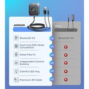 Transmitator / receptor Bluetooth JoyRoom, lumini RGB, ENC Call Noise Reduction,Bluetooth 5.3, Jack 3.5mm, USB, JR-CB3, negru