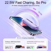 Baterie externa JoyRoom - Power Bank Colorful Series (JR-L013) - cu cablu iPhone / Lightning si cablu USB Type-C, 12W, 10000mAh - roz