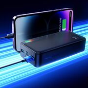 Baterie externa JoyRoom - Power Bank Dazzling Series (JR-T018) - 2x USB, Type-C, Micro-USB, cu LED pentru status baterie, 12W, 30000mAh - negru