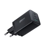 Statie de incarcare priza JoyRoom - Wall Charger (TCG01) - 2 x Type-C, USB, Fast Charging 65W, GaN, cu Cablu Type-C la Type-C 100W - Negru