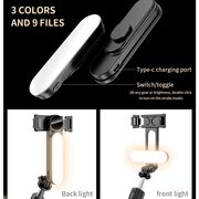 Selfie stick cu trepied telescopic si lampa LED detasabila, wireless bluetooth, unghi de inclinare reglabil, inaltime reglabila pana la 111 cm, negru