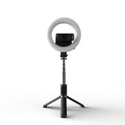 Selfie Stick cu Tripod si Selfie Ring Light, telecomanda wireless Bluetooth Remote Control, lunigme max 80cm - negru