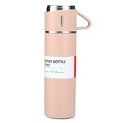 Termos cu doua cesti (THM4) - Heat & Cooling Preservation, Stainless Steel / Silicone, 500ml - light pink