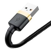 Cablu de date si incarcare Baseus - Data Cable Cafule (CALKLF-CV1) - USB la Lightning, 1.5A, 2m - Gold / Negru