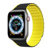 Curea magnetic Apple Watch 1/2/3/4/5/6/7/8/SE/SE 2/Ultra (42/44/45/49mm) Dux ducis - ld series - negru / galben