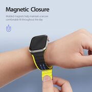 Curea magnetic Apple Watch 1/2/3/4/5/6/7/8/SE/SE 2/Ultra (42/44/45/49mm) Dux ducis - ld series - negru / galben