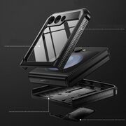 Husa pentru Samsung Galaxy Z Flip 5 cu folie integrata pentru ecranul secundar Kevlar Pro, negru