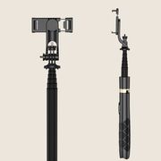 Selfie stick / Trepied Foto Telescopic Profesional, pentru telefon, camera foto, Action Camera / GoPro cu telecomanda Bluetooth, reglabil, inaltime 33-156 cm cu tija din aluminiu, negru