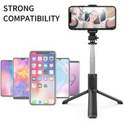 Selfie stick trepied, telecomanda Bluetooth Techsuit Q01, 101cm, negru