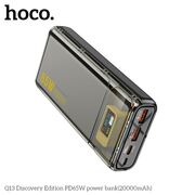 Baterie externa 2xUSB, Type-C, Micro-USB, Digital Display, Fast Charge 65W, 3A, 20000mAh Hoco Q13, negru
