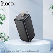 Baterie externa, power bank Hoco J111D, 2x USB, Type-C, Micro-USB, PD30W, cu LED, 50000 mAh, negru
