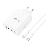 Incarcator priza 3xtip C, USB Hoco N31 + cablu tip C, 100W, alb