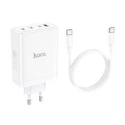 Incarcator priza 3xtip C, USB Hoco N31 + cablu tip C, 100W, alb