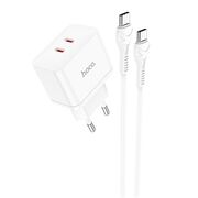 Incarcator priza 2xType-C Hoco N29 + cablu tip C, 35W, alb