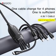 Cablu Type-C la 2xUSB-C, 2xLightning, 1.2m, 4A Yesido CA110