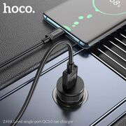 Incarcator masina USB 3.0 pentru telefon Hoco Z49A, fast charging, universal compatibility, 18W, metal gray