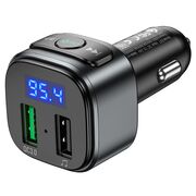 Modulator FM / incarcator auto, Bluetooth FM USB 18W QC3.0 Hoco E67, negru