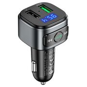 Modulator FM / incarcator auto, Bluetooth FM USB 18W QC3.0 Hoco E67, negru