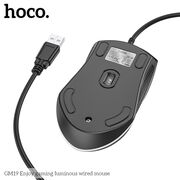 Mouse PC cu fir, pentru gaming Hoco GM19, 1000 DPI,  negru