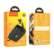 Mini boxa wireless portabila TWS, FM, TF Card, USB, AUX, 1200mAh, 5W + casti Bluetooth Hoco HC15, negru