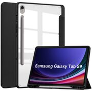 Husa Samsung Galaxy Tab S9 11 inch Ultra-Light / Slim tip stand, cu functie sleep/wake-up si slot pentru stylus, negru / transparent