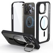 [Pachet 360°] Husa cu folie integrata iPhone 15 Pro Max ESR fata spate Armor Tough Kickstand HaloLock, negru/transparenta