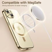 Husa iPhone 15 cu MagSafe si protectie pentru lentile anti-shock 1.5 mm, gold-clear