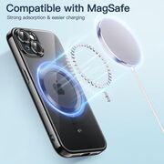 Husa iPhone 15 Plus cu MagSafe si protectie pentru lentile anti-shock 1.5 mm, negru-clear