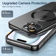 Husa iPhone 15 cu MagSafe si protectie pentru lentile anti-shock 1.5 mm, negru-clear