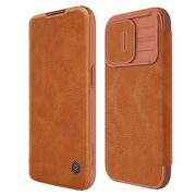 Husa iPhone 15 Pro Nillkin QIN Pro Leather, maro