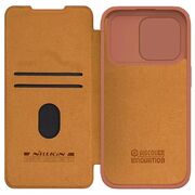 Husa iPhone 15 Pro Nillkin QIN Pro Leather, maro