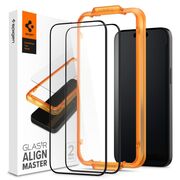 [Pachet 2x] Folie sticla iPhone 15 Spigen Glas.tR Align Master, negru