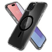 Husa iPhone 15 Spigen Ultra Hybrid MagSafe, transparent-negru