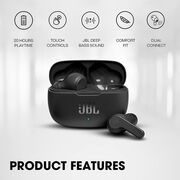 Casti in-ear Bluetooth cu microfon TWS JBL Wave 200, negru
