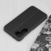 Husa Samsung Galaxy S23 FE Eco Leather View flip tip carte, negru
