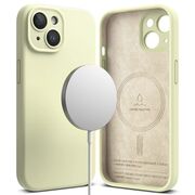 Husa iPhone 15 Plus cu MagSafe Ringke Silicone Magnetic, sunny lime