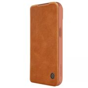 Husa iPhone 15 Plus Nillkin QIN Pro Leather, maro