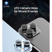Folie sticla iPhone 15 / 15 Plus Lito S+ Camera Protector, albastru