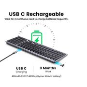 Tastatura wireless Ugreen - Bluetooth 5.0 + 2.4Ghz, ultra slim, multi-device connectivity, Windows, MacOS - negru / argintiu
