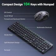 Kit Mouse + Tastatura Wireless Ugreen MK006 2.4 Ghz 104 keys, adjustable dpi, ergonomic design - negru