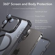 Pachet 360: Husa cu folie integrata iPhone 14 Pro Max cu MagSafe ESR Full Body Shock Armor Kickstand HaloLock, negru/transparenta