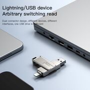 Flash drive, stick memorie OTG, USB, Lightning (iPhone, iPad), Yesido FL16, 5Gbps, 128 GB, silver