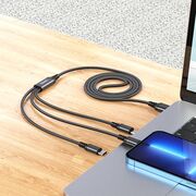 Cablu 3 in 1 Usb-A la USB type-c, lightning, micro-usb, 2A, 1m - negru