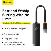 Adaptor USB la RJ45 LAN Baseus, 1000Mbps, negru, WKQX000101