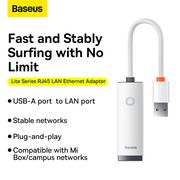 Adaptor USB la RJ45 LAN Baseus, 1000Mbps, alb, WKQX000102