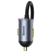 Incarcator auto USB Type-C Fast Charge Baseus Port Extension, 2x USB, 2x Type-C, Fast Charging, 120W, gri, CCBT-A0G