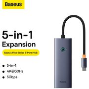 HUB, adaptor USB Type-C la 1 x HDMI, 4 x USB, 4K@30Hz, Baseus, B00052809813-00