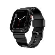 [Pachet] Husa + curea Apple Watch Ultra / Ultra 2 Lito Carbon RuggedArmor, negru, LS003